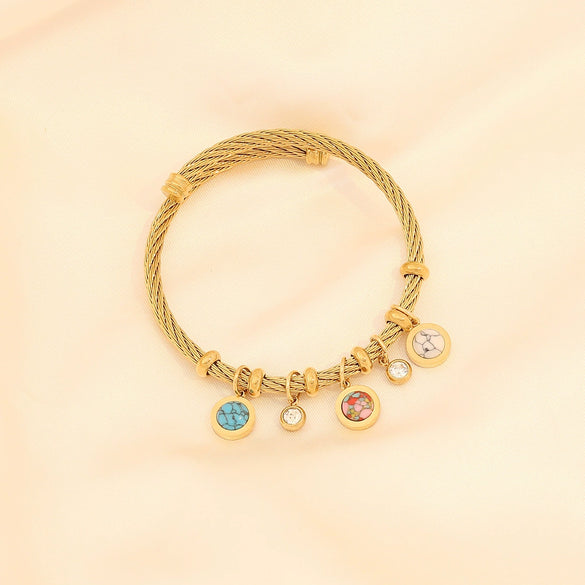 Fashion Butterfly Drop Oil Eye Stainless Steel Electroplated Bracelet Jewelry