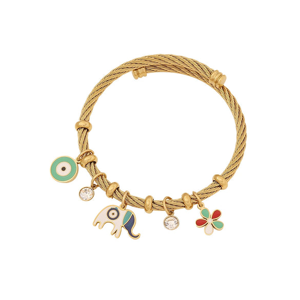 Fashion Butterfly Drop Oil Eye Stainless Steel Electroplated Bracelet Jewelry