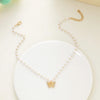 Fashion Butterfly Imitation Pearl Alloy Diamond Necklace