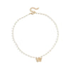 Fashion Butterfly Imitation Pearl Alloy Diamond Necklace