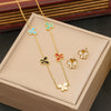 Fashion Butterfly Insect Pattern Stainless Steel Clavicle Chain Necklace Suit With Electroplating Treatment