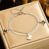 Fashion Butterfly Shell Stainless Steel Goldplated Doublelayered Chain Bracelet For Women