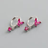 Fashion Butterfly Silver Inlay Zircon Drop Earrings 1 Pair