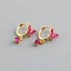Fashion Butterfly Silver Inlay Zircon Drop Earrings 1 Pair