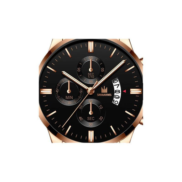 Fashion Calendar Belt Quartz Watch And Bracelet Set Alloy Round Dial Business Style