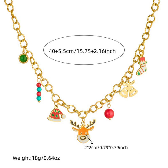 Fashion Cartoon Animals Stainless Steel Jewelry Set With Earrings Necklaces And Bracelets Electroplated O Chain And Little Bear Pig Pendant