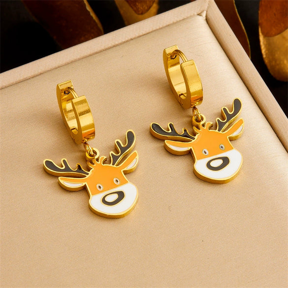 Fashion Cartoon Animals Stainless Steel Jewelry Set With Earrings Necklaces And Bracelets Electroplated O Chain And Little Bear Pig Pendant