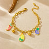 Fashion Cartoon Oil Dripping Simulation Vegetable Pendant Stainless Steel Chain Bracelet For Women Electroplated