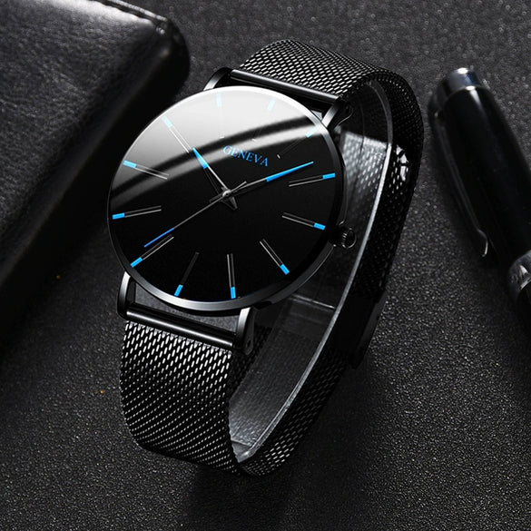 Fashion Casual Round Dial Alloy Strap Alloy Case Quartz Watch For Men