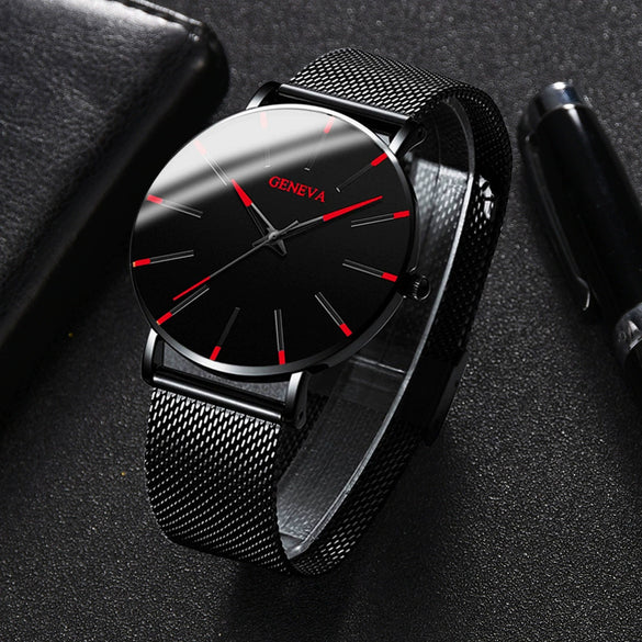 Fashion Casual Round Dial Alloy Strap Alloy Case Quartz Watch For Men