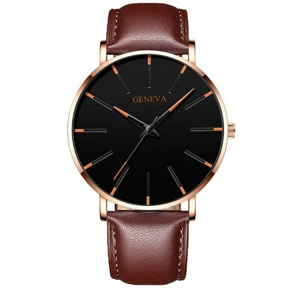 Fashion Casual Round Dial Alloy Strap Alloy Case Quartz Watch For Men