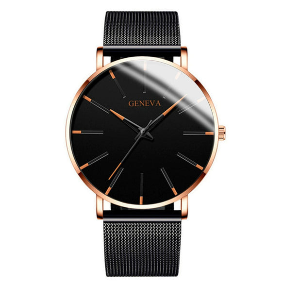 Fashion Casual Round Dial Alloy Strap Alloy Case Quartz Watch For Men