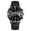 Fashion Casual Wings Bracelet Set And Men's Quartz Watch Alloy Case Imitation Leather Strap Stainless Steel Clasp Round Dial