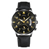 Fashion Casual Wings Bracelet Set And Men's Quartz Watch Alloy Case Imitation Leather Strap Stainless Steel Clasp Round Dial