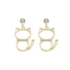 Fashion Cat Alloy Plating Hollow Out Inlay Zircon Women'S Drop Earrings 1 Pair
