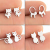 1 Pair Fashion Cat 304 Stainless Steel 18K Gold Plated Ear Studs