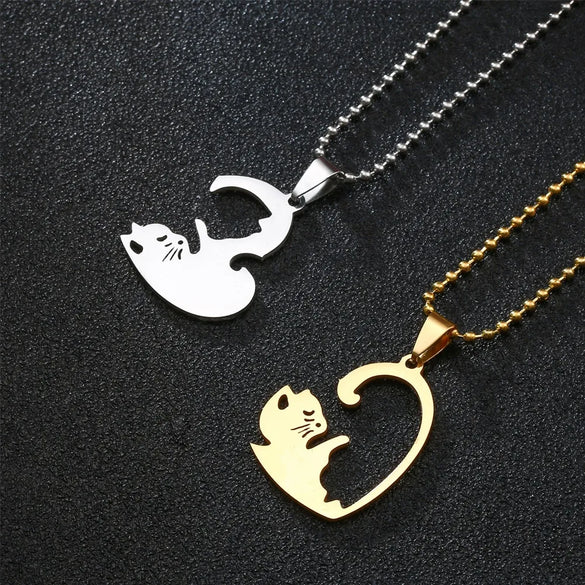 Fashion Cat Stainless Steel Titanium Steel Plating Necklace