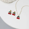 Fashion Cherry Titanium Steel 14k Gold Clavicle Chain Earring Wholesale Gooddiy