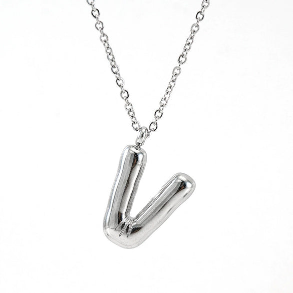 Fashion Chubby Letter Pendant Necklace 316L Stainless Steel 316L Stainless Steel Polishing Hiphop Style Unisex