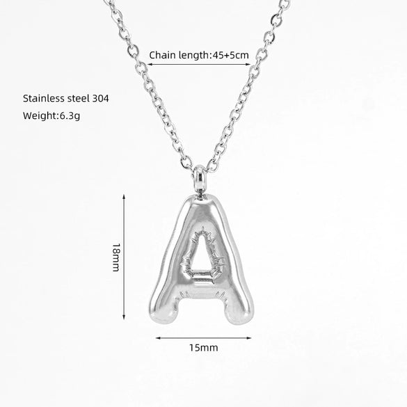 Fashion Chubby Letter Pendant Necklace 316L Stainless Steel 316L Stainless Steel Polishing Hiphop Style Unisex