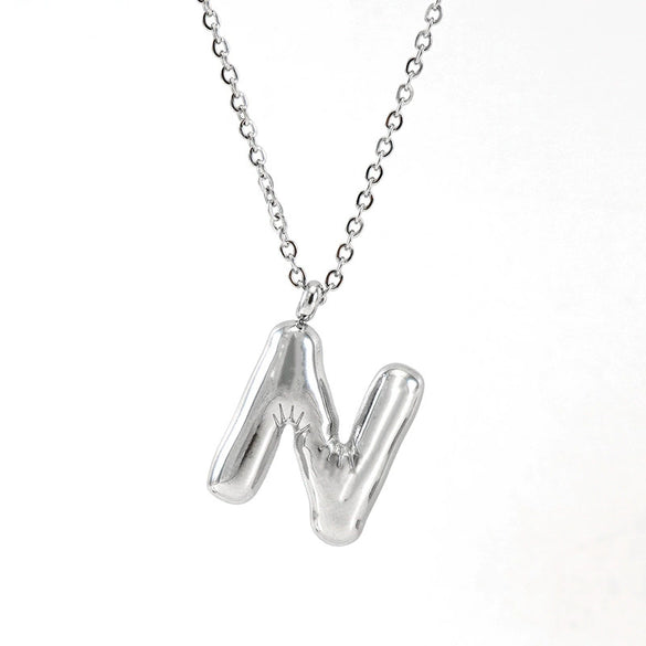 Fashion Chubby Letter Pendant Necklace 316L Stainless Steel 316L Stainless Steel Polishing Hiphop Style Unisex