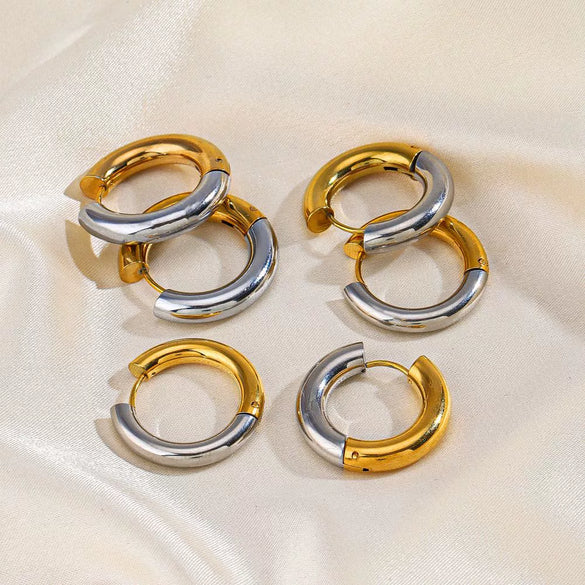 Fashion Circle Earrings Geometric Stainless Steel Electroplating Design For Women