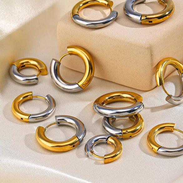 Fashion Circle Earrings Geometric Stainless Steel Electroplating Design For Women