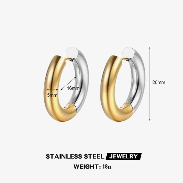 Fashion Circle Earrings Geometric Stainless Steel Electroplating Design For Women