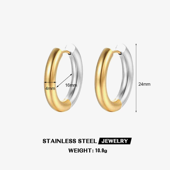 Fashion Circle Earrings Geometric Stainless Steel Electroplating Design For Women