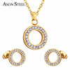 Wholesale Fashion Circle Stainless Steel Plating Zircon Earrings Necklace
