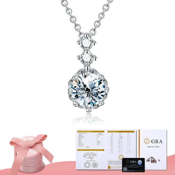 Fashion Classic Moissanite Snowflake Pendant Necklace With 925 Sterling Silver And Pt950 Platinum Clavicle Chain Electroplated