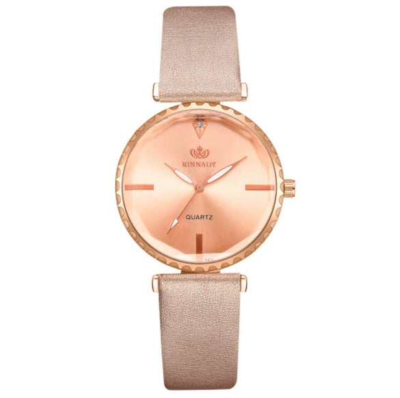 Fashion Classic Quartz Women's Watch With Pu Strap And Alloy Case Round Dial