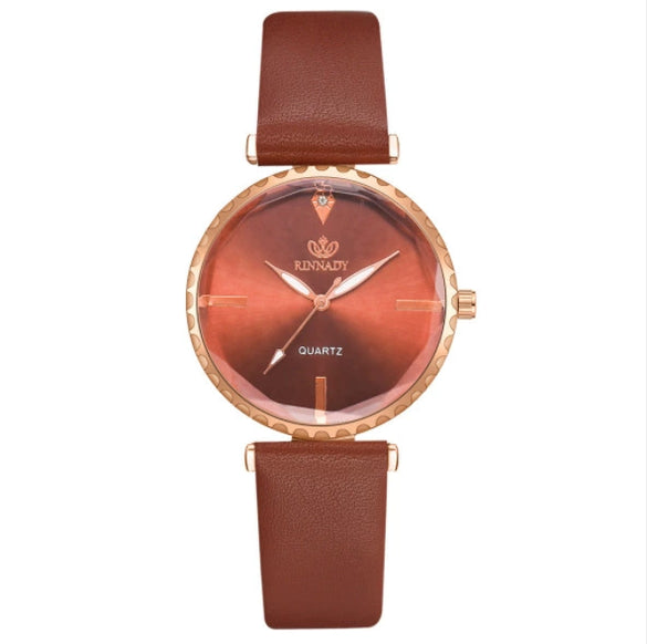 Fashion Classic Quartz Women's Watch With Pu Strap And Alloy Case Round Dial
