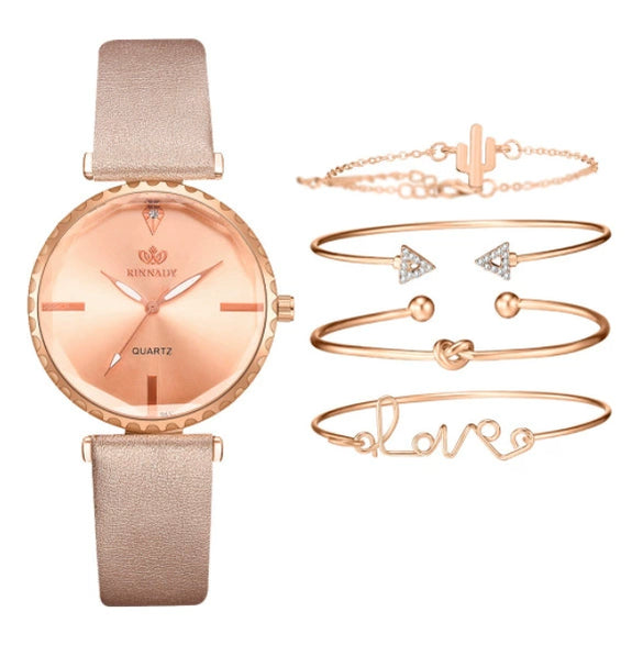 Fashion Classic Quartz Women's Watch With Pu Strap And Alloy Case Round Dial