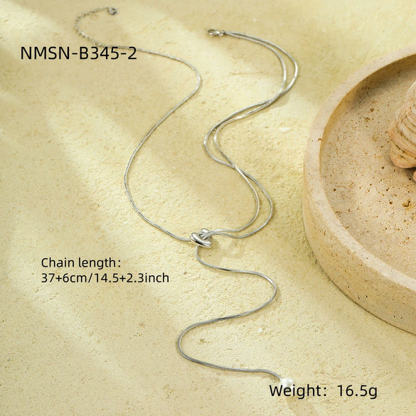 Fashion Classic Stainless Steel Pullout Long Pearl Necklace With Electroplating Treatment