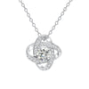Fashion Classy Cut Out Four Leaf Clover Zircon Inlaid Silver Necklace With Electroplating Female Niche Design Double Ring