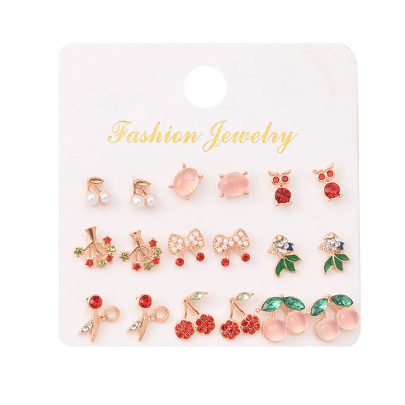 Fruit Diamond Alloy Artificial Gemstones Earrings Ear Studs