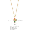 Fashion Color Zircon Unisex Cross Stainless Steel Ochain Necklace With Electroplating Jewelry Pendant