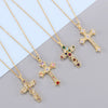 Fashion Color Zircon Unisex Cross Stainless Steel Ochain Necklace With Electroplating Jewelry Pendant
