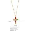 Fashion Color Zircon Unisex Cross Stainless Steel Ochain Necklace With Electroplating Jewelry Pendant