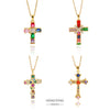 Fashion Color Zircon Unisex Cross Stainless Steel Ochain Necklace With Electroplating Jewelry Pendant