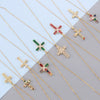 Fashion Color Zircon Unisex Cross Stainless Steel Ochain Necklace With Electroplating Jewelry Pendant