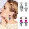 Fashion Colored Diamond Flower Alloy Earrings For Women Simple Style Exaggerated Sparkling Ear Jewelry