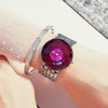 Fashion Colored Diamond Women's Watch Alloy Strap Stainless Steel Buckle Round Dial