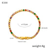 Fashion Colorful Full Diamond Women's Microinlaid Claw Grasp Zircon Geometric Light Luxury Titanium Steel Goldplated Bracelet