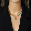 Fashion Colorful Resin Petals Daisy Hollow Butterfly Pearl Love Accessories Stainless Steel Necklace With Electroplating