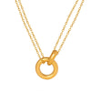 Fashion Commuter Elegant Doublering Buckle Doublelayer Chain Stacked Wearing Style Allmatch 316L Stainless Steel Goldplated Drop Shape Necklace Jewelry For Women