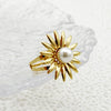 Fashion Commuter Exquisite Flower Pearl Opening Stainless Steel Ring With Electroplating