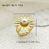 Fashion Commuter Exquisite Flower Pearl Opening Stainless Steel Ring With Electroplating