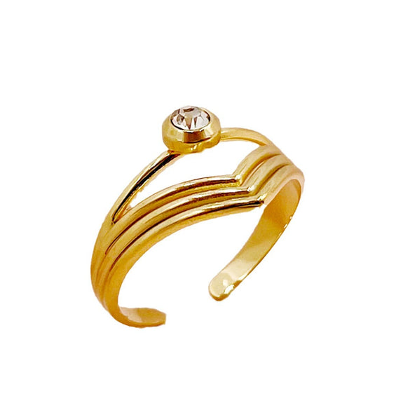 Fashion Commuter Exquisite Flower Pearl Opening Stainless Steel Ring With Electroplating